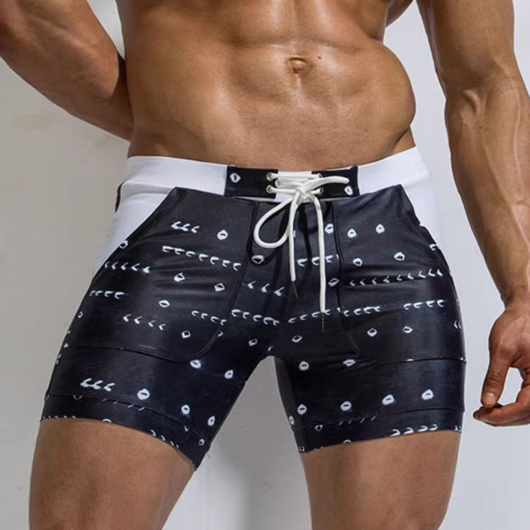 Men's Elastic Printed Swimming Trunks