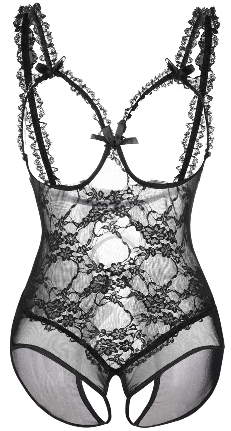 Ladies See-through Lace Sexy One-piece Underwear Set