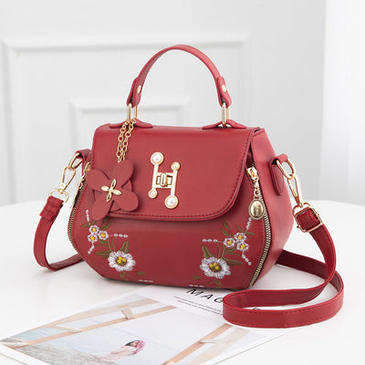 Embroidered One-shoulder Messenger Handbag