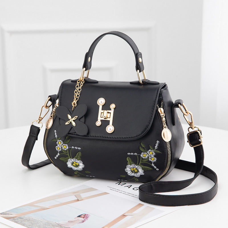 Embroidered One-shoulder Messenger Handbag