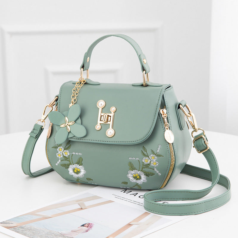 Embroidered One-shoulder Messenger Handbag