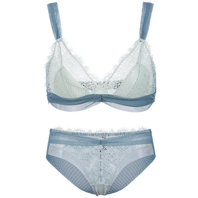 Steel ring bra triangle cup thin cotton bra set