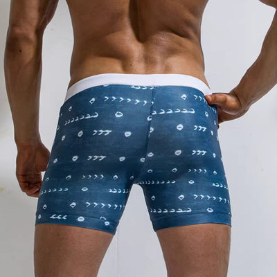 Men's Elastic Printed Swimming Trunks