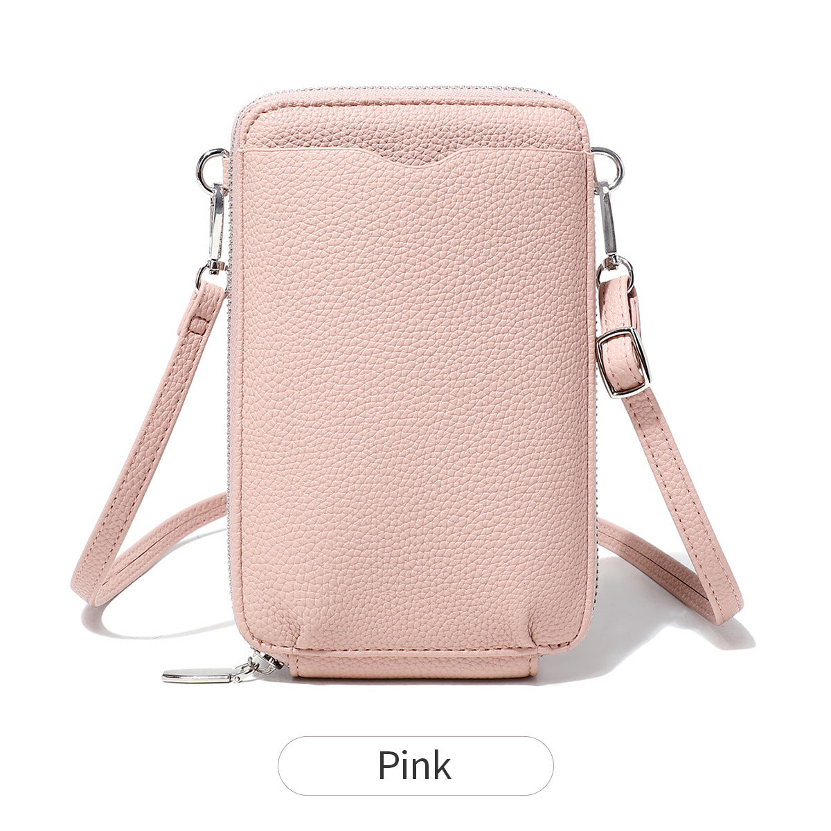 Lychee Pattern Vertical Zipper Mobile Phone Foreign Trade Mini Large Capacity Women's Shoulder Bag