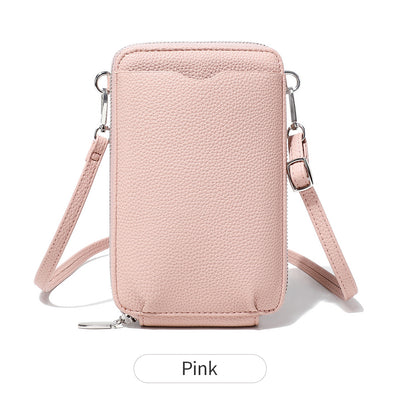 Lychee Pattern Vertical Zipper Mobile Phone Foreign Trade Mini Large Capacity Women's Shoulder Bag