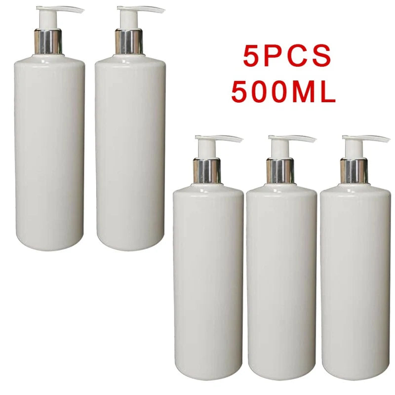 5PC 500ml Bathroom Portable Soap Dispensers Lotion Shampoo Shower Gel Holder Soap Dispenser Home Empty Bath Pump Bottle