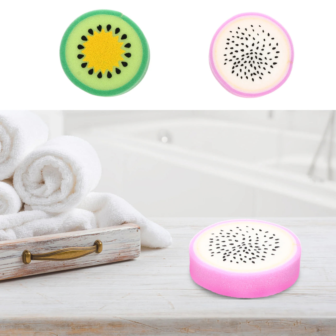 4 Pcs Fruit Bath Sponge Lovely Baby Shower Gel Head Kids Scrubbers Shaped Miss Childrens Bombs Bushing