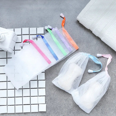 10PCS Shower Gel Soap Bags Hangable Facial Cleanser Foaming Mesh Bags Body Bath Soap Cleanser Bubble Net Bags Cleaning Tools