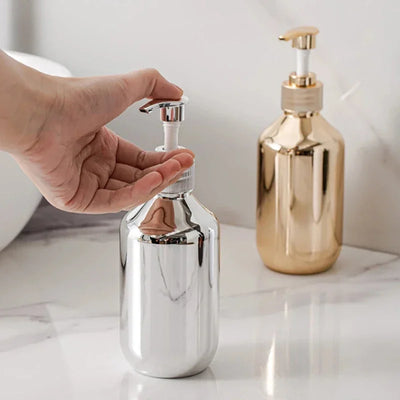 300ml Bath Hand Soap Dispensers Kitchen Gold Chrome Plastic Lotion Shampoo Bottles Rust-proof Boston Round Shower Gel Container