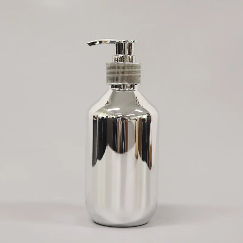 300ml Bath Hand Soap Dispensers Kitchen Gold Chrome Plastic Lotion Shampoo Bottles Rust-proof Boston Round Shower Gel Container