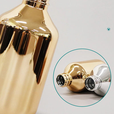 300ml Bath Hand Soap Dispensers Kitchen Gold Chrome Plastic Lotion Shampoo Bottles Rust-proof Boston Round Shower Gel Container