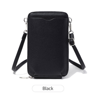 Lychee Pattern Vertical Zipper Mobile Phone Foreign Trade Mini Large Capacity Women's Shoulder Bag