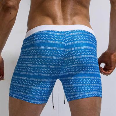 Men's Elastic Printed Swimming Trunks