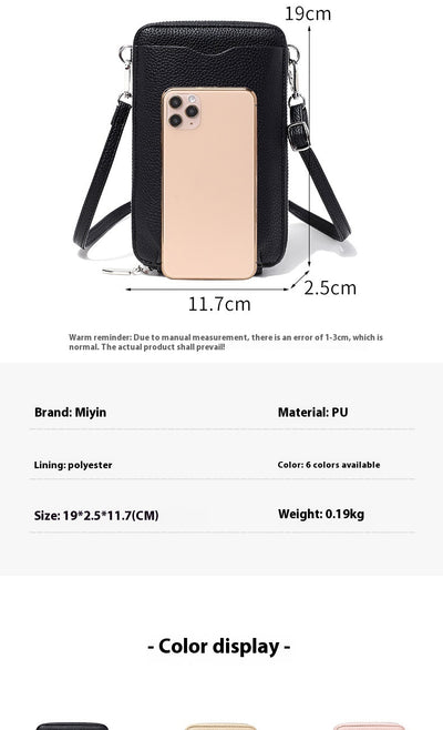 Lychee Pattern Vertical Zipper Mobile Phone Foreign Trade Mini Large Capacity Women's Shoulder Bag