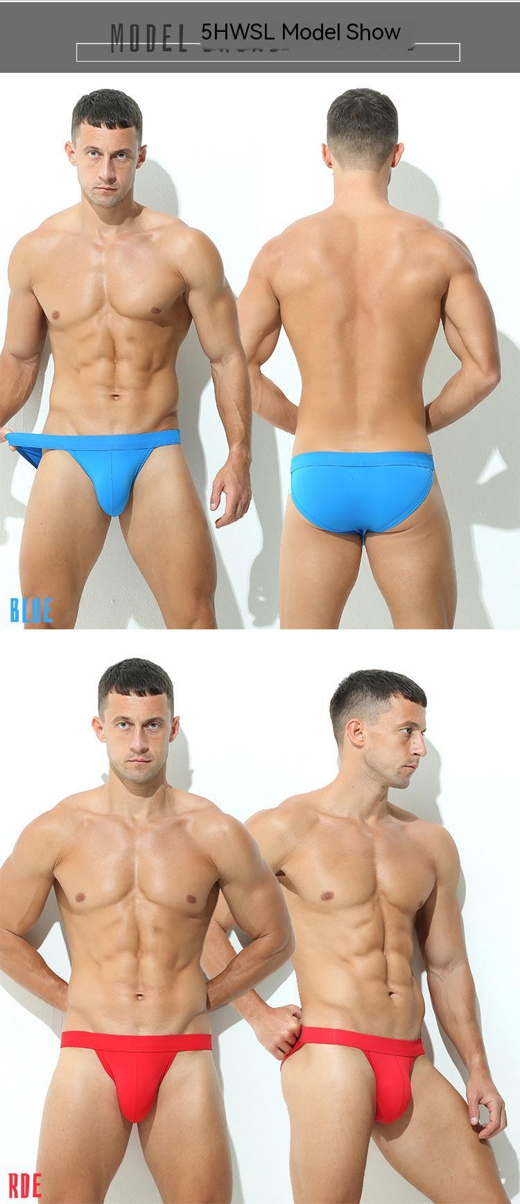 Low Waist Sexy Ice Silk Solid Color Underwear Men